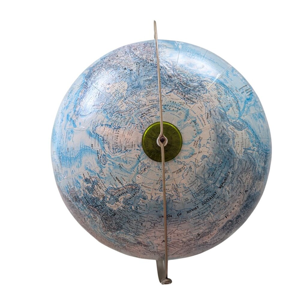 Vintage Replogle 12” Raised Relief Topographic World Globe Metal Stand - Picture 4 of 8